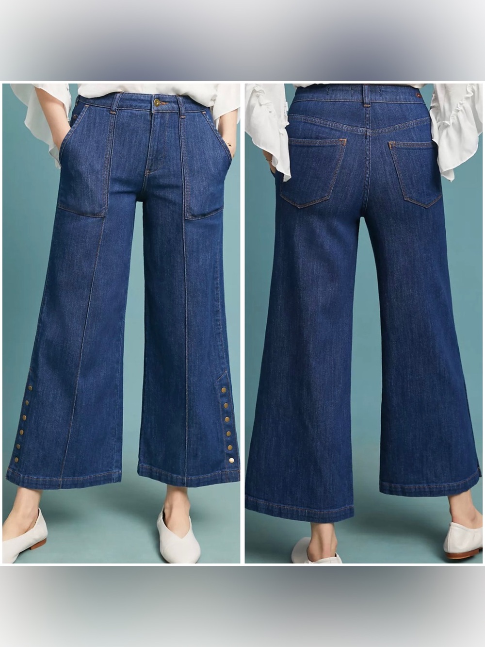 Anthropologie Pilcro High -Rise Wide Leg Cropped Jeans Size 27